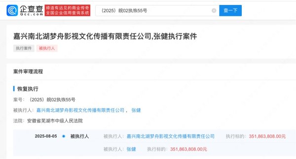 锦达网 张若昀父亲被恢复执行3.5亿，已被限制高消费；此前曾被强执2000万